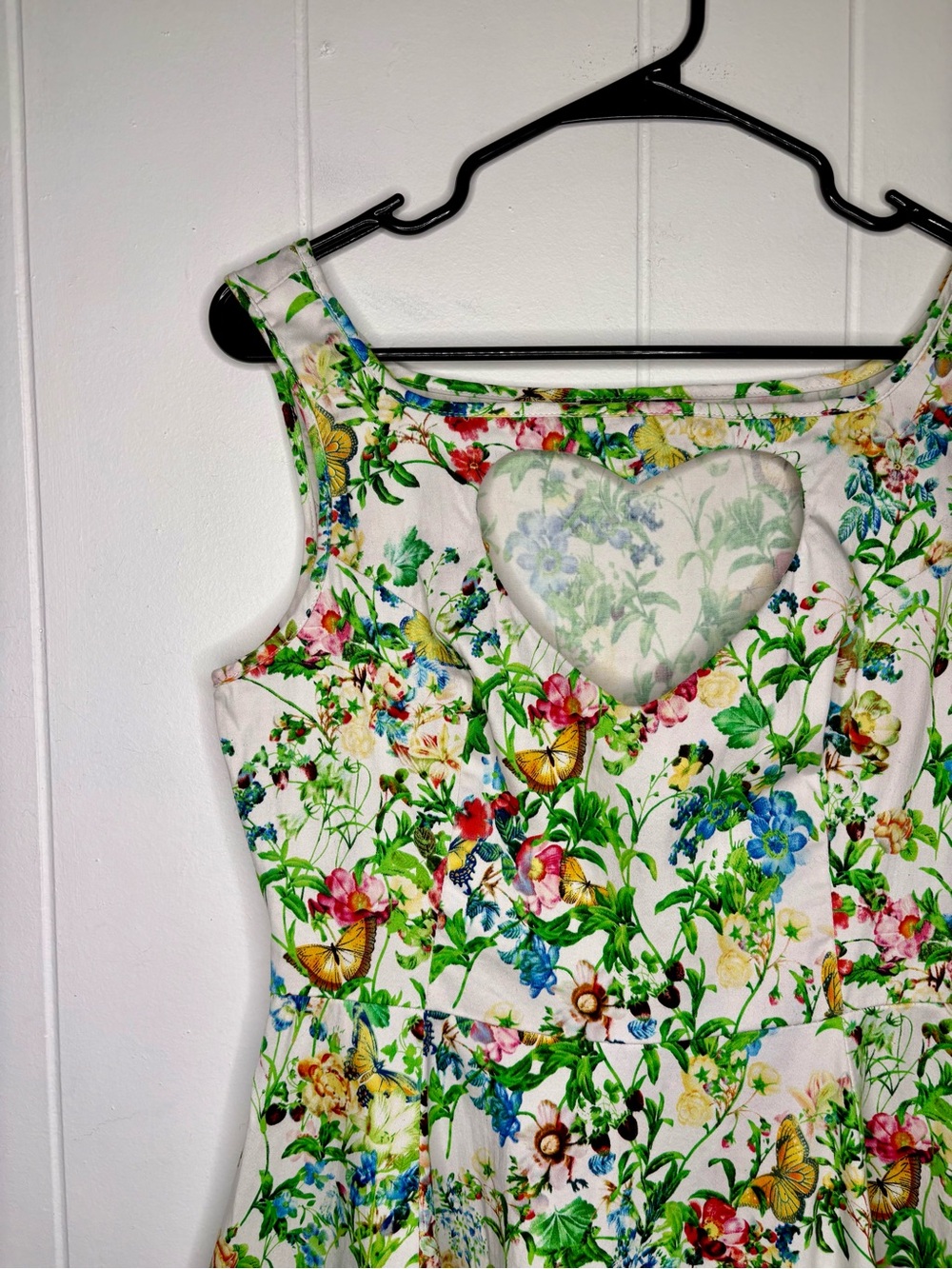 🦋Hearts & Roses Garden Dress Floral Butterflies Heart Cut Out Pin Up 50’s Punk